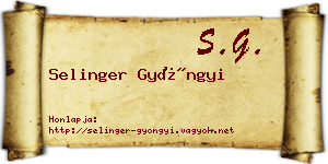 Selinger Gyöngyi névjegykártya